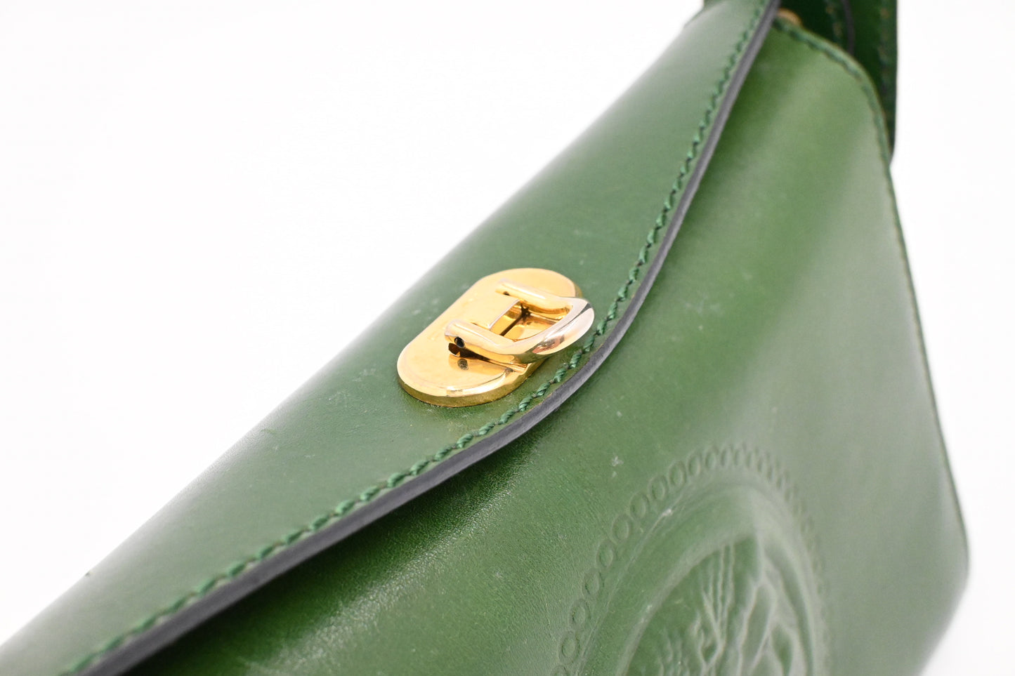 Fendi Janus Top Handle Bag in Green Leather