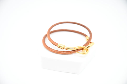 Hermes Double Jumbo Bracelet in Brown Leather