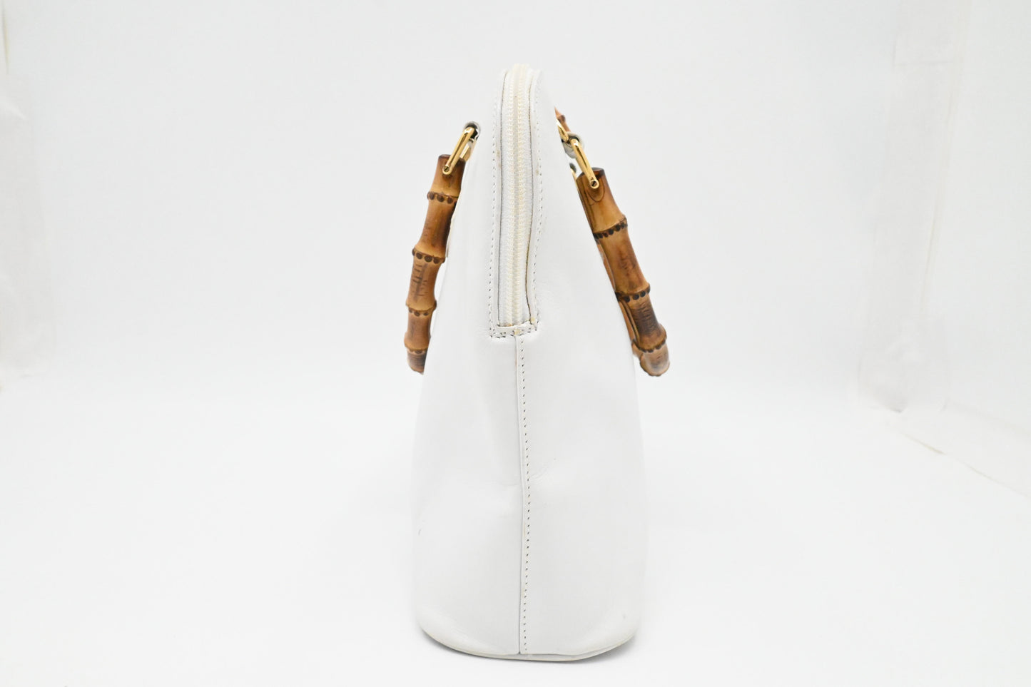 Gucci Bamboo Handbag in White Leather