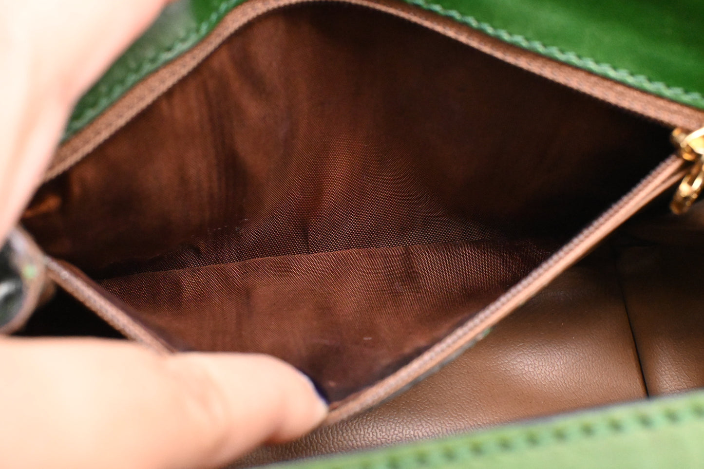 Fendi Janus Top Handle Bag in Green Leather