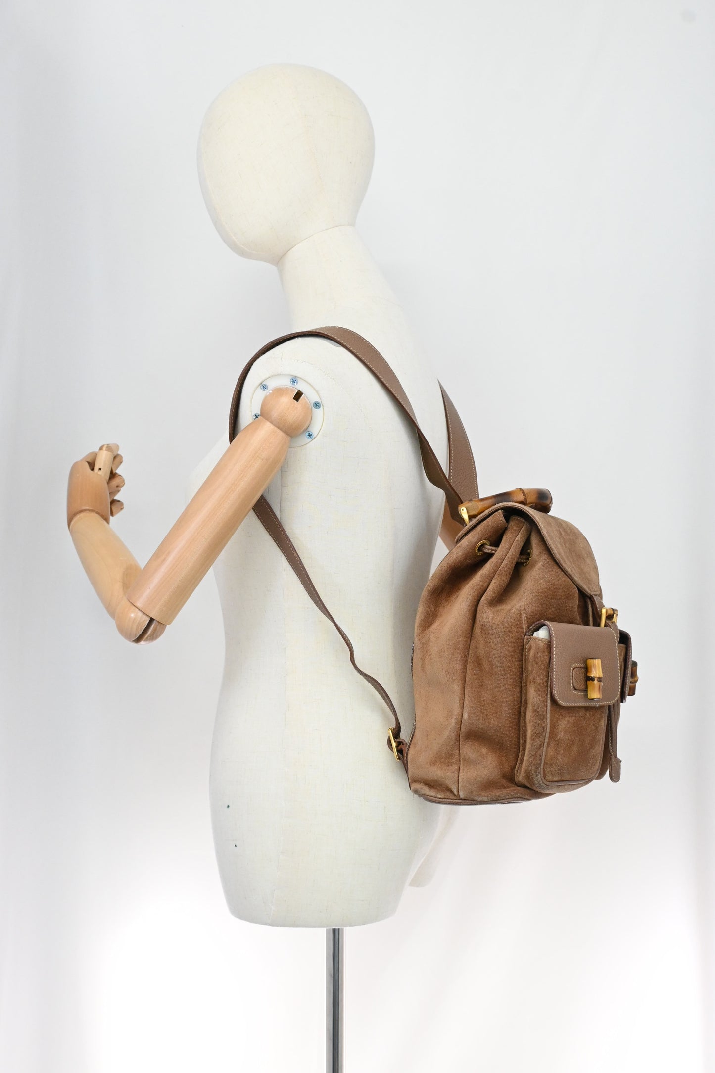 Gucci Bamboo Backpack in Brown Suede Leather