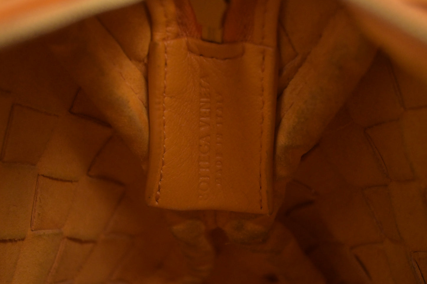 Bottega Veneta Loop Camera Bag in Tangerine Intreciatto Leather