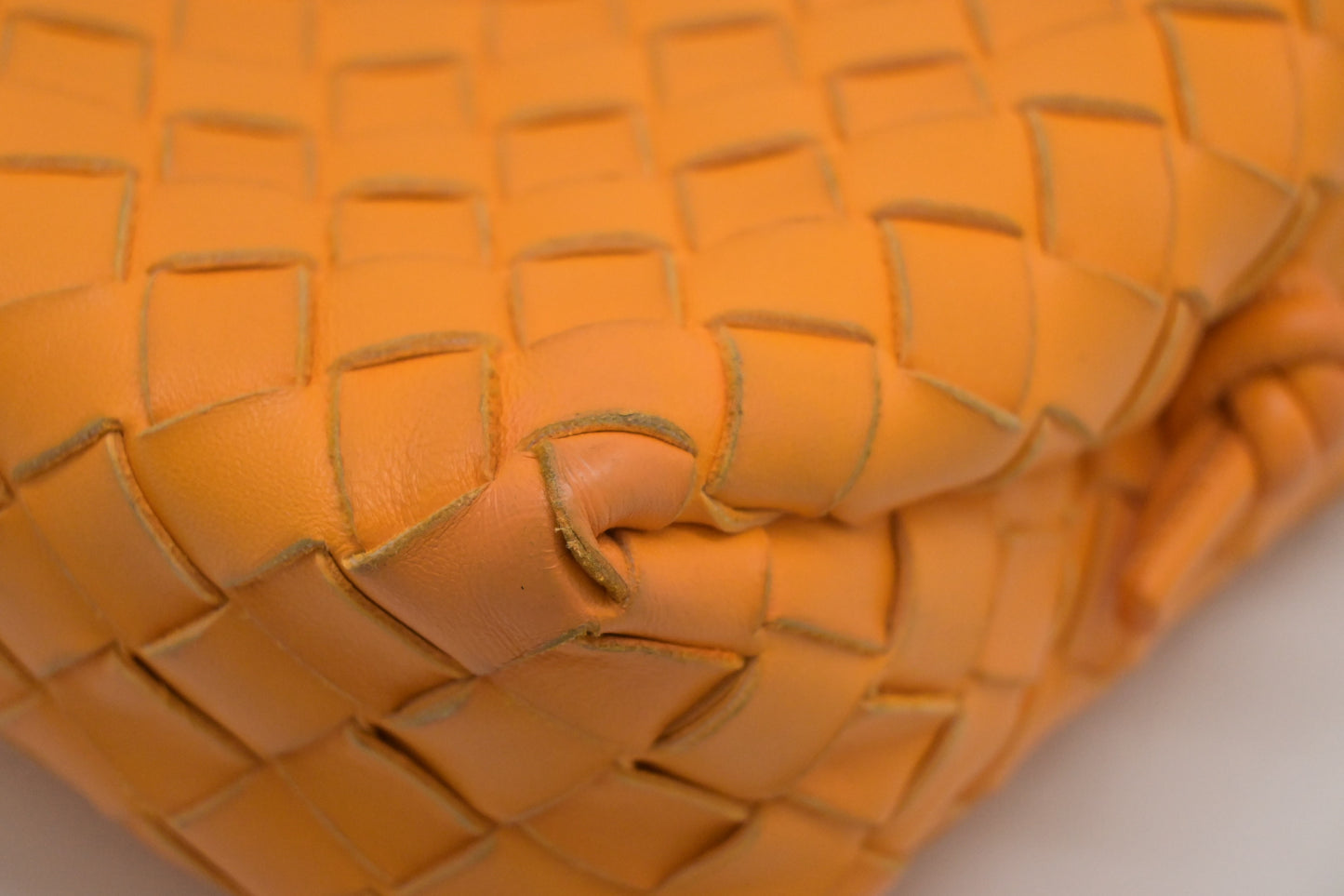 Bottega Veneta Loop Camera Bag in Tangerine Intreciatto Leather