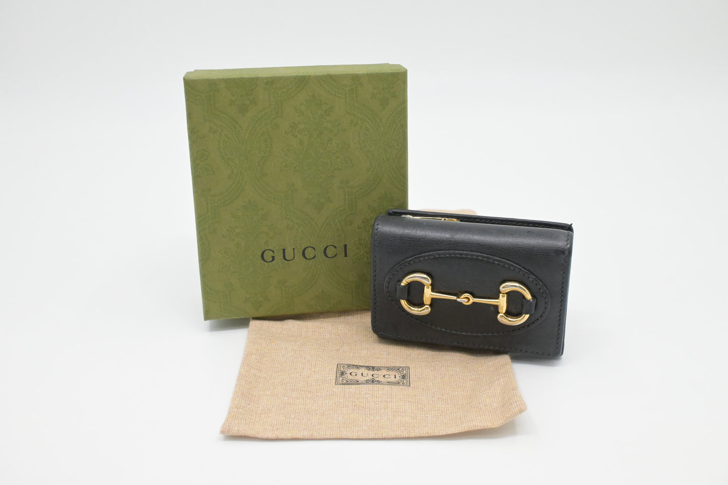 Gucci Horsebit 1955 Card Case Wallet in Black Leather