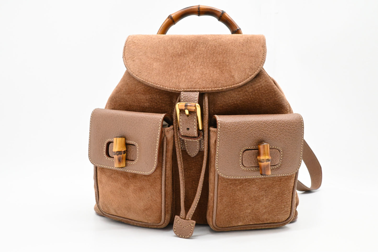 Gucci Bamboo Backpack in Brown Suede Leather