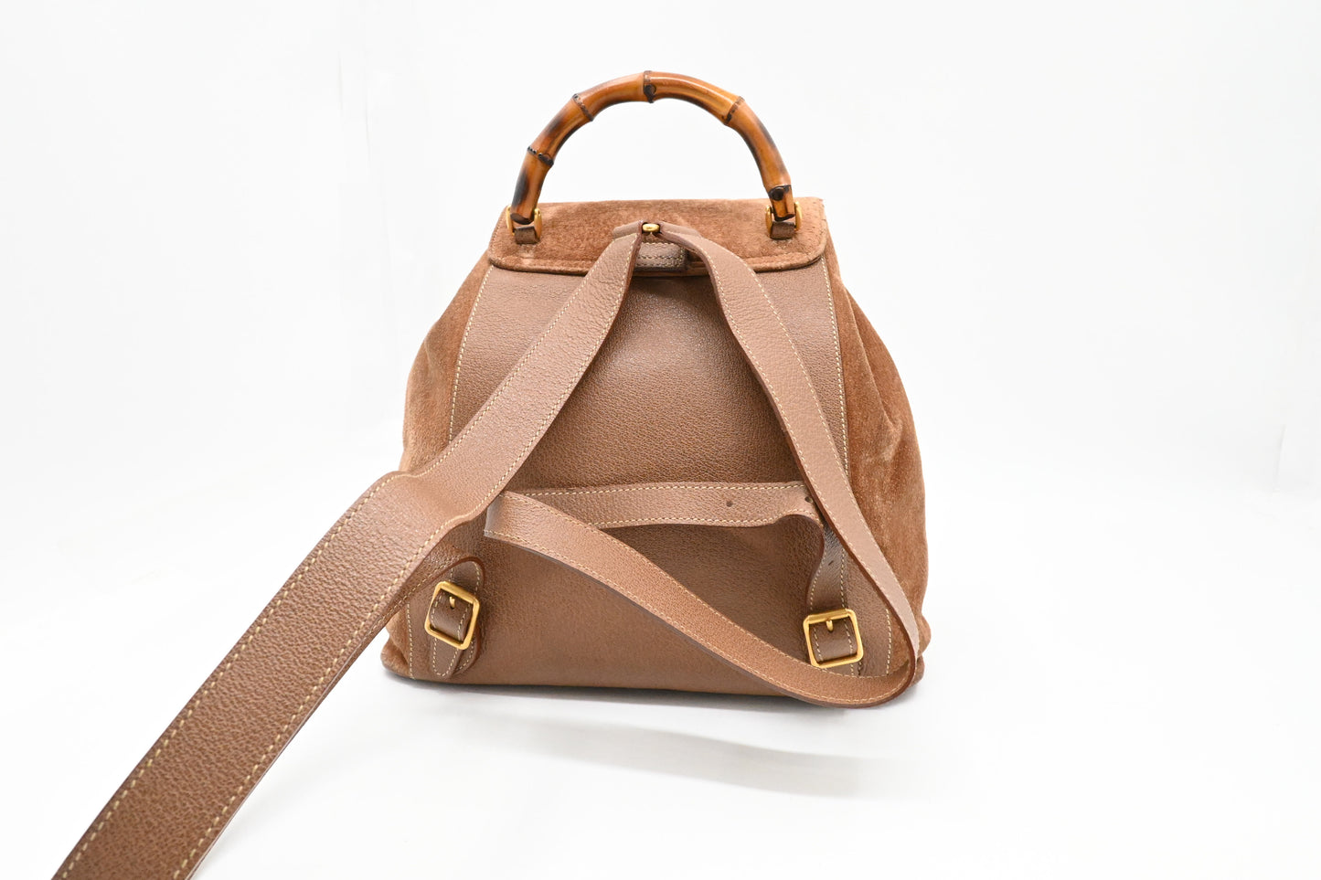 Gucci Bamboo Backpack in Brown Suede Leather