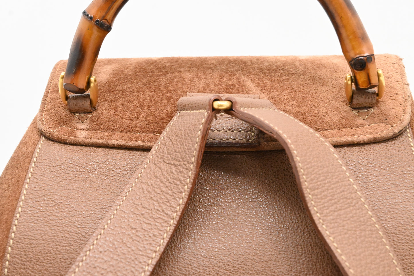 Gucci Bamboo Backpack in Brown Suede Leather