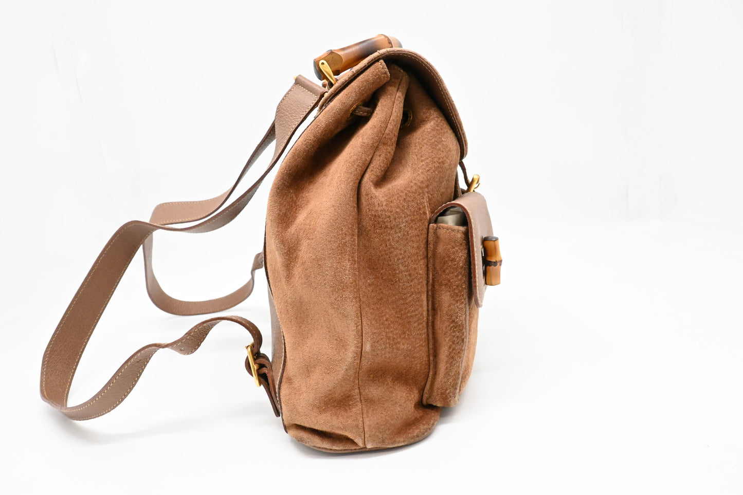 Gucci Bamboo Backpack in Brown Suede Leather