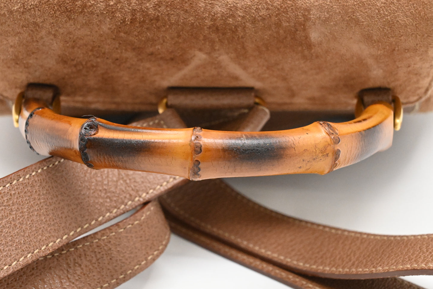 Gucci Bamboo Backpack in Brown Suede Leather