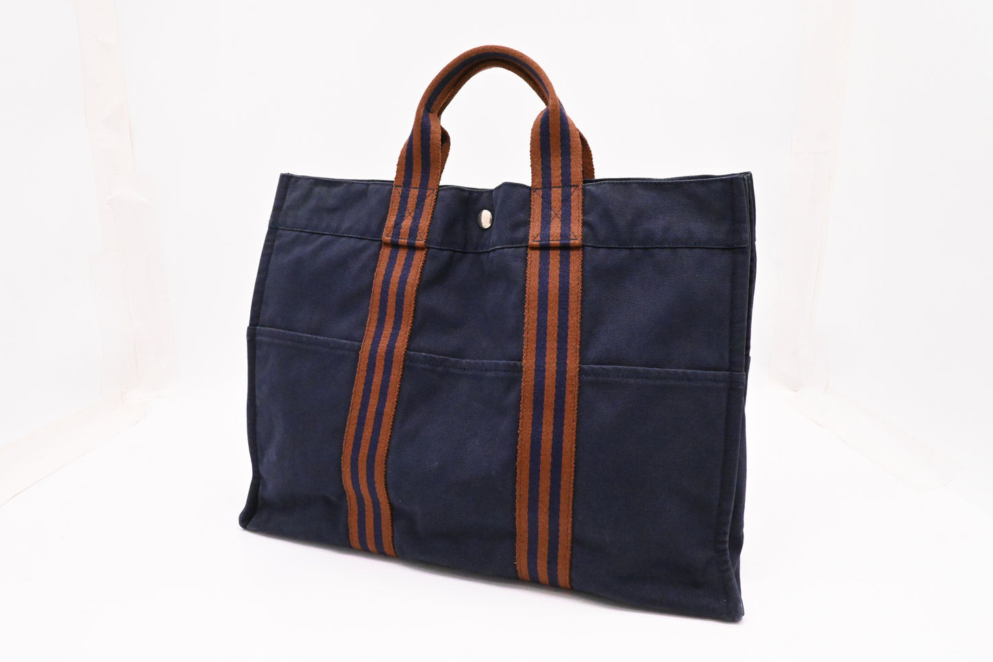 Hermes Fourre Tout MM in Navy Blue Canvas