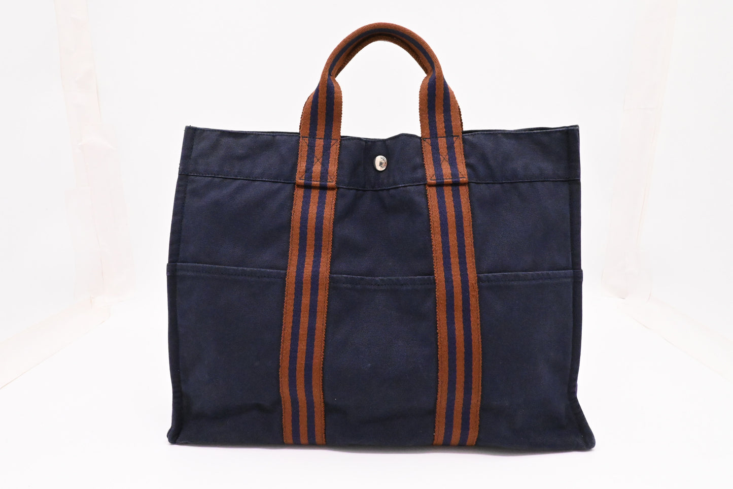 Hermes Fourre Tout MM in Navy Blue Canvas