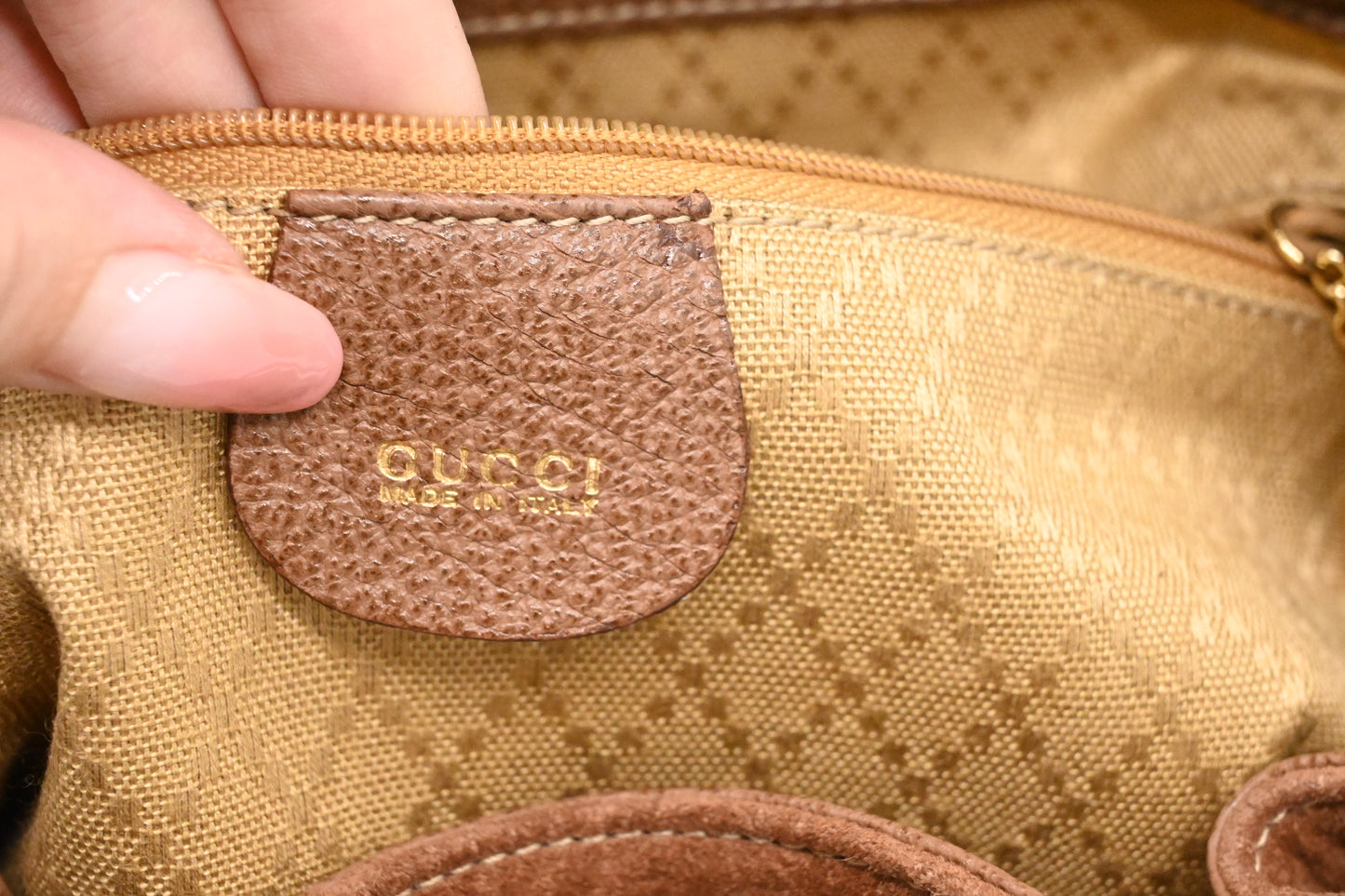 Gucci Bamboo Backpack in Brown Suede Leather