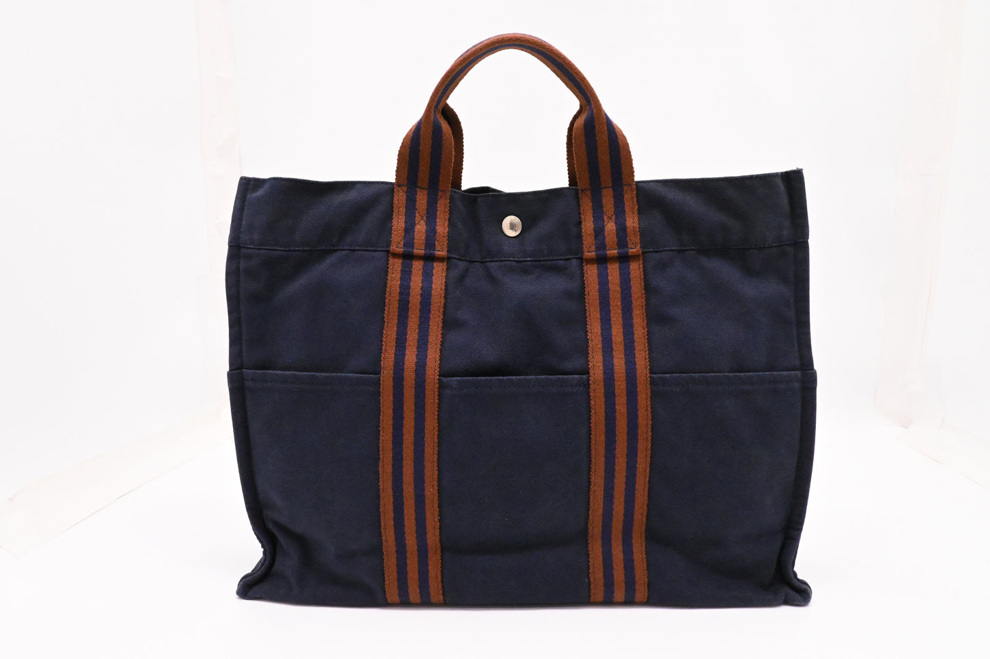 Hermes Fourre Tout MM in Navy Blue Canvas