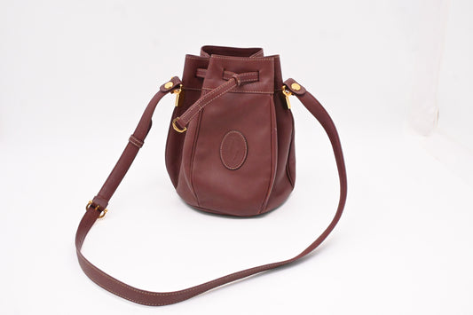 Cartier Bucket Bag in Burgundy Leather