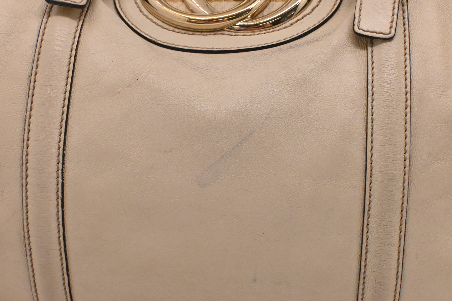 Gucci Britt Boston Bag in Cream Leather