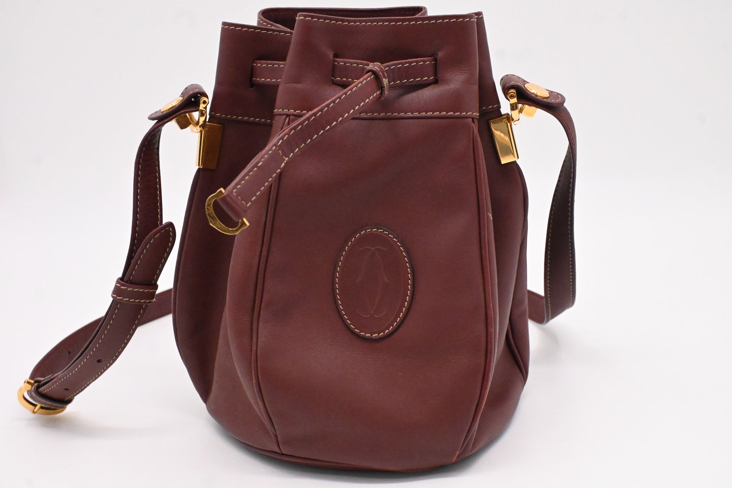 Cartier Bucket Bag in Burgundy Leather