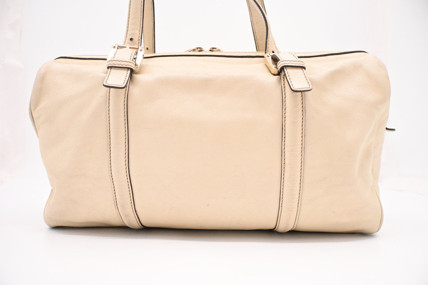 Gucci Britt Boston Bag in Cream Leather