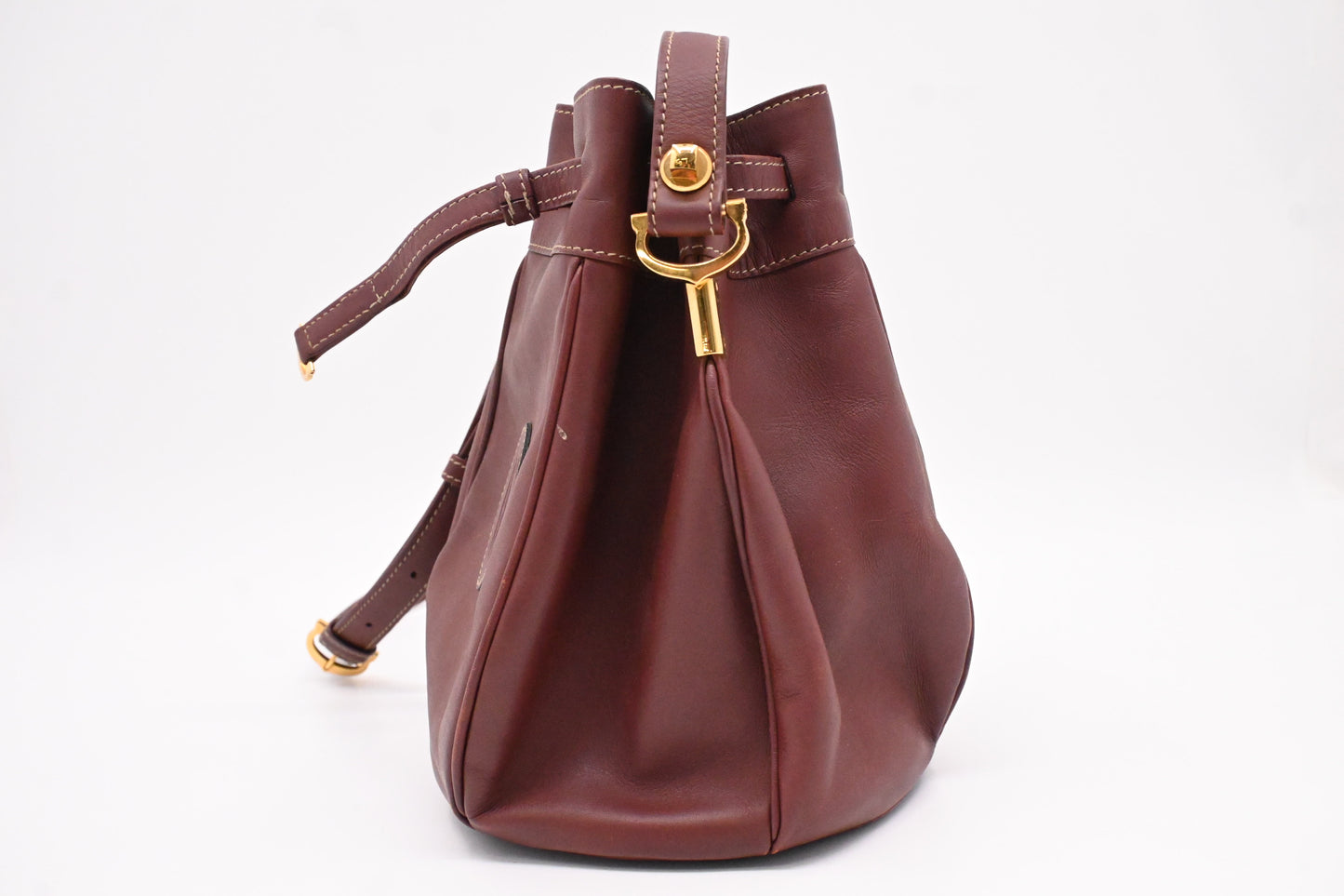 Cartier Bucket Bag in Burgundy Leather