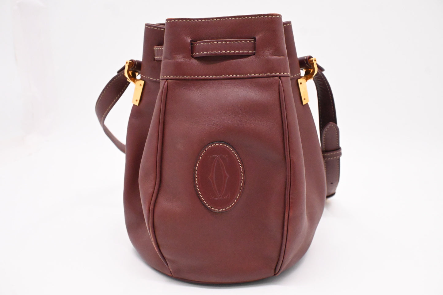 Cartier Bucket Bag in Burgundy Leather