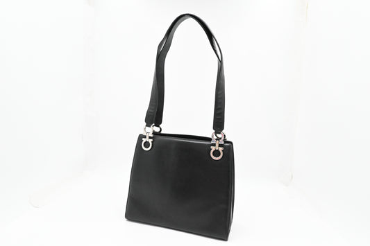 Ferragamo Shoulder Bag in Black Leather