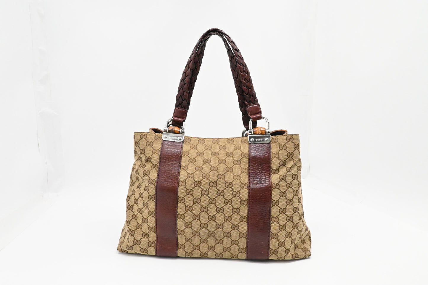 Gucci Bamboo Tote in Brown GG Canvas