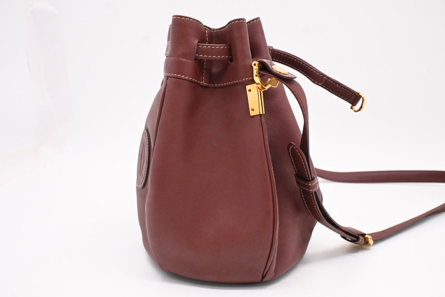 Cartier Bucket Bag in Burgundy Leather