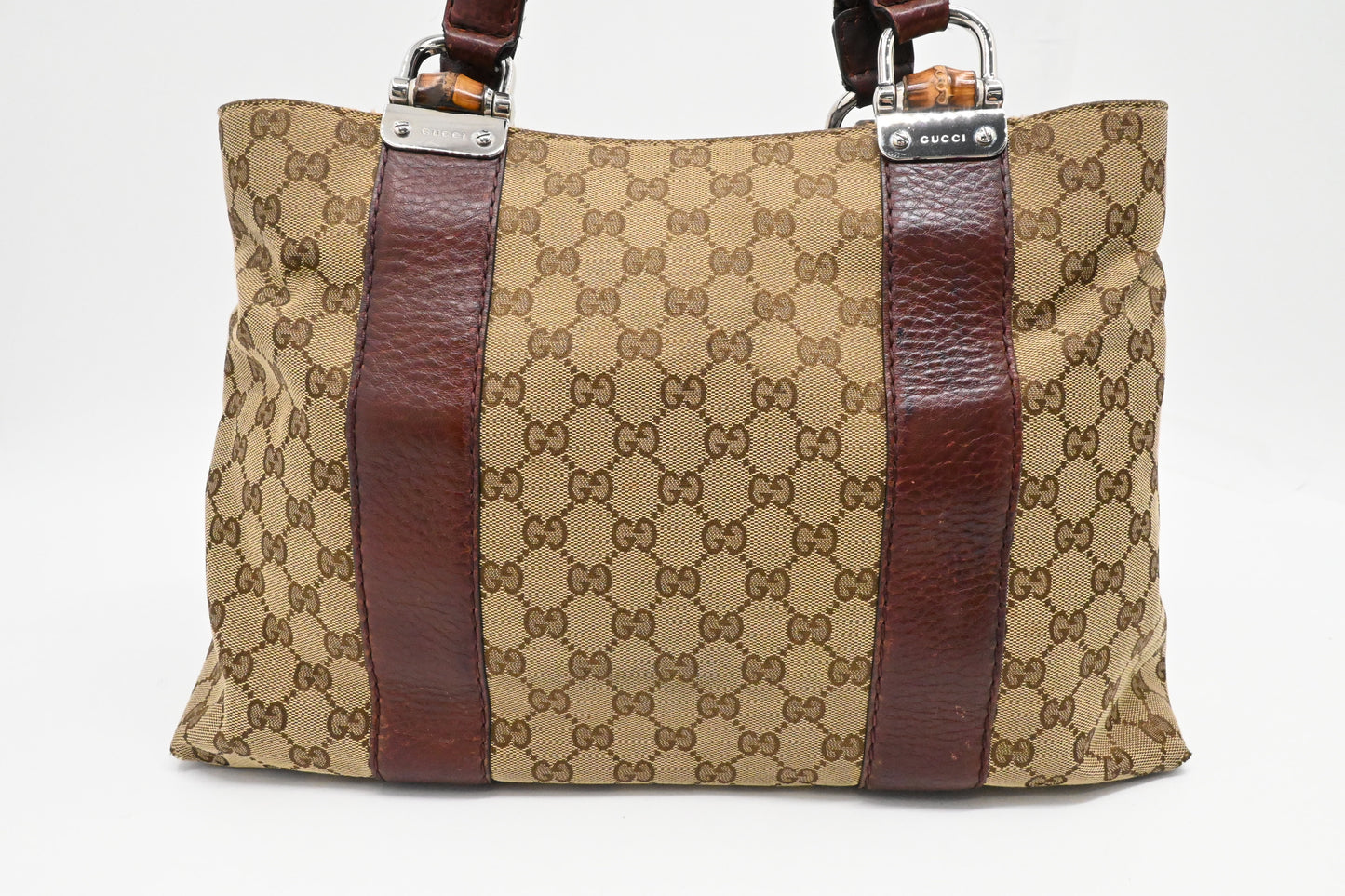Gucci Bamboo Tote in Brown GG Canvas