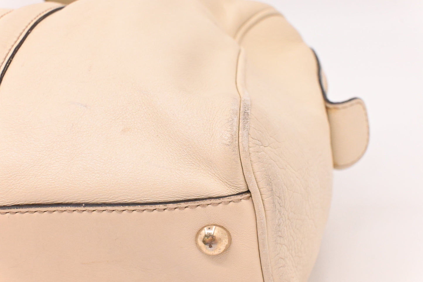 Gucci Britt Boston Bag in Cream Leather