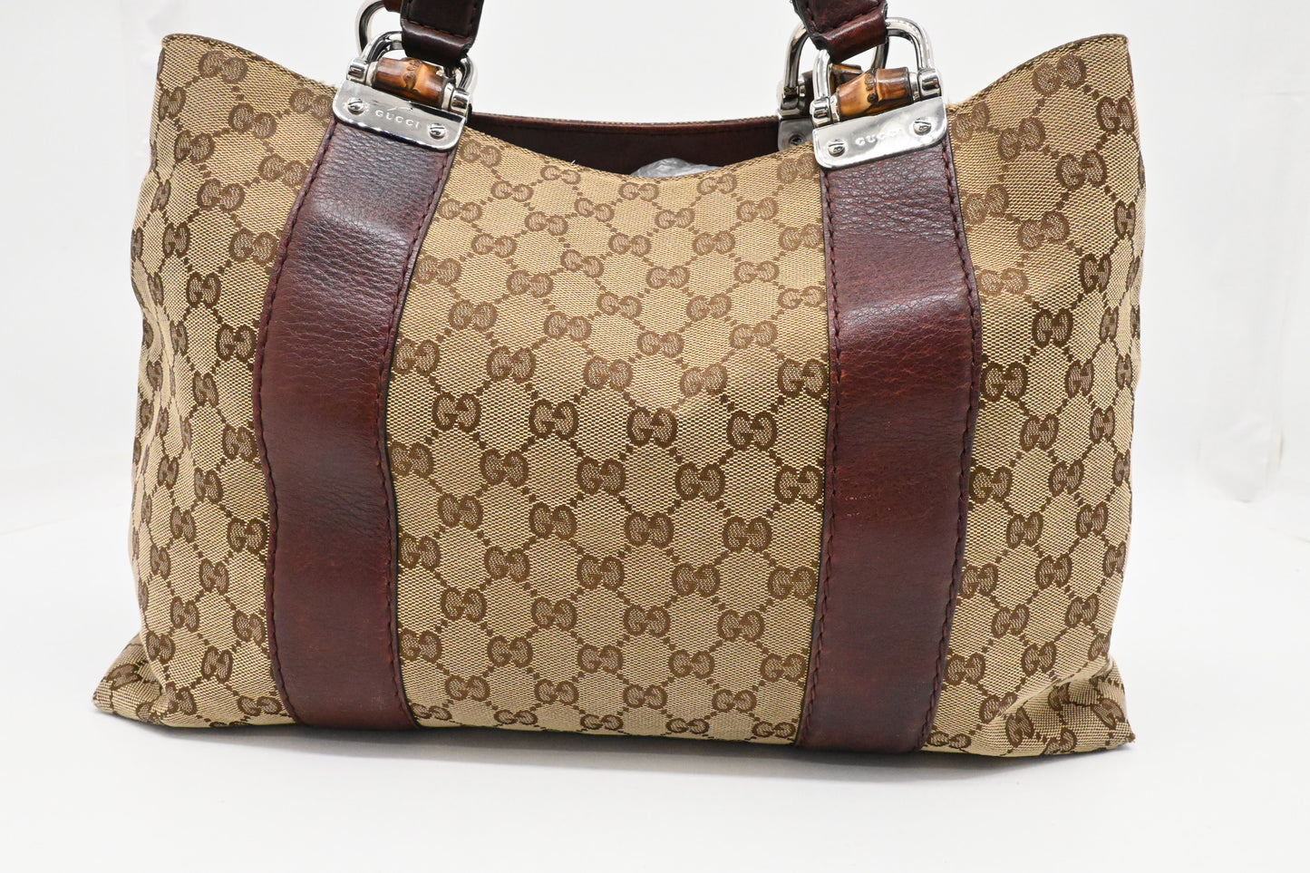 Gucci Bamboo Tote in Brown GG Canvas