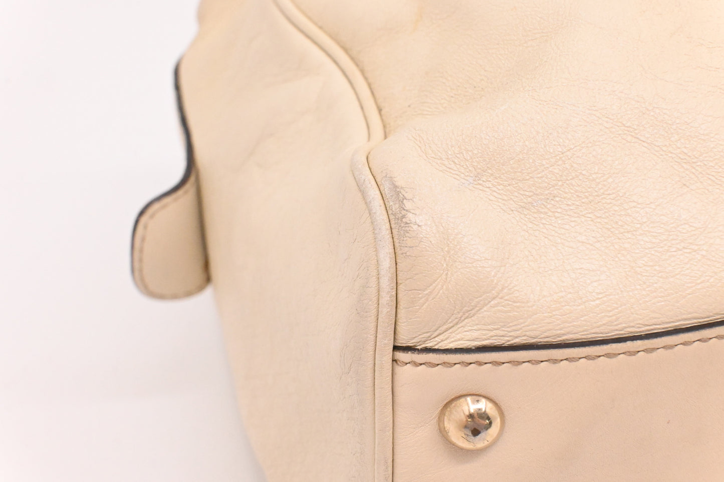 Gucci Britt Boston Bag in Cream Leather