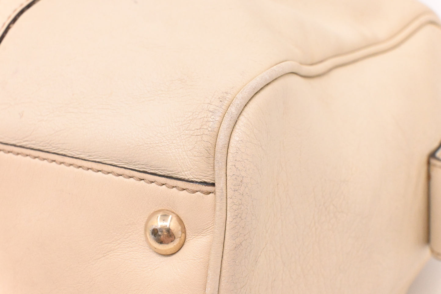 Gucci Britt Boston Bag in Cream Leather