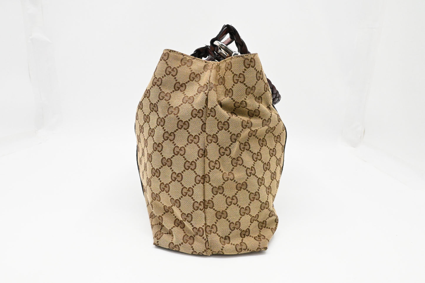 Gucci Bamboo Tote in Brown GG Canvas