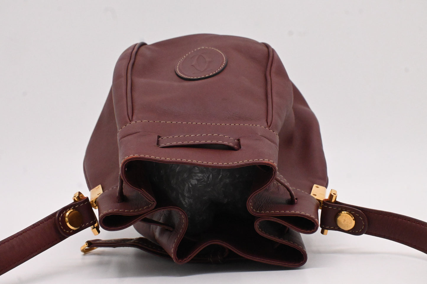 Cartier Bucket Bag in Burgundy Leather