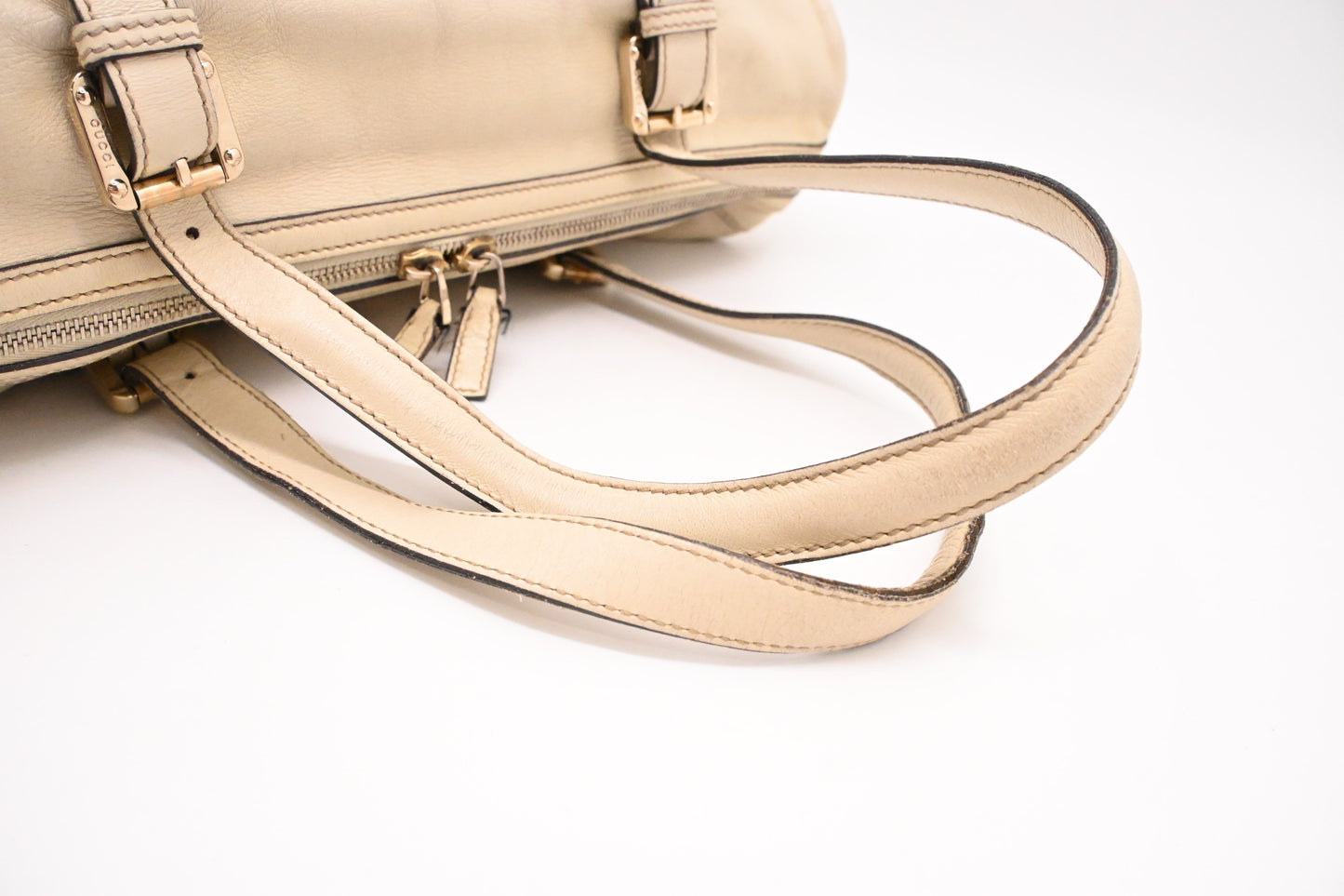 Gucci Britt Boston Bag in Cream Leather