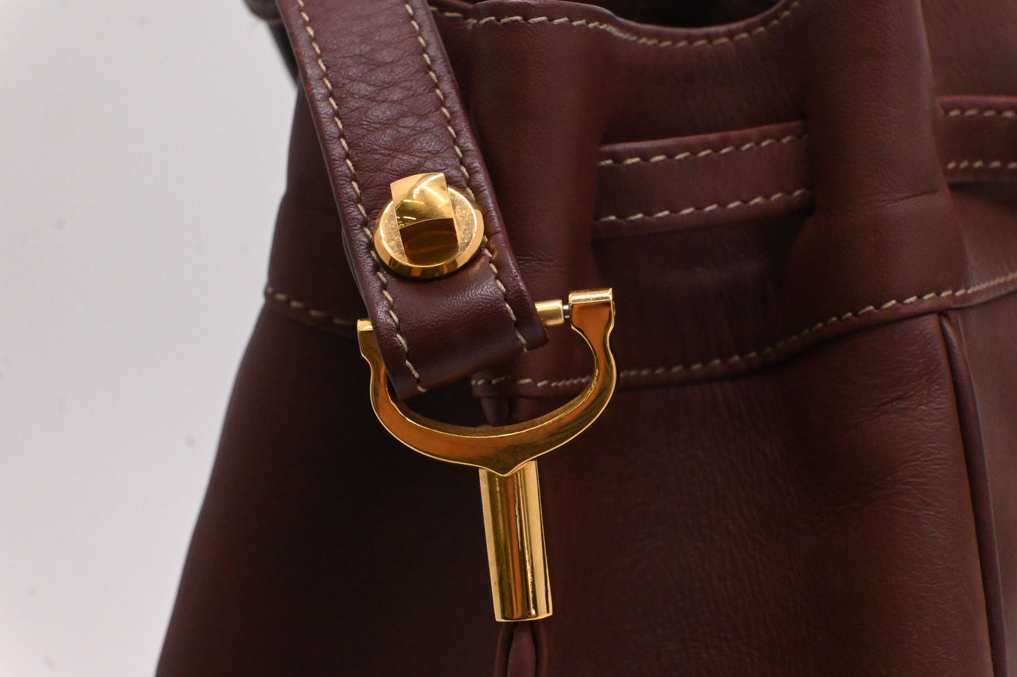 Cartier Bucket Bag in Burgundy Leather