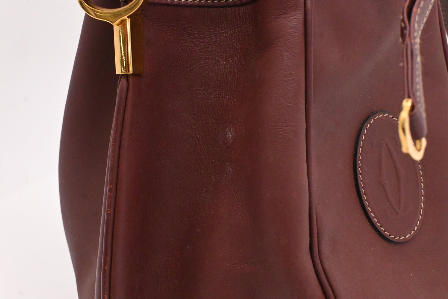 Cartier Bucket Bag in Burgundy Leather