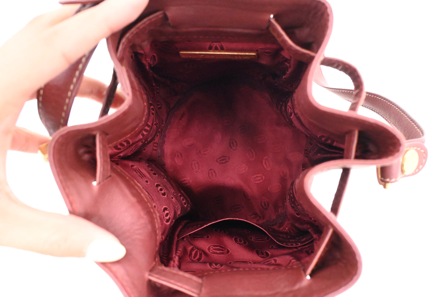 Cartier Bucket Bag in Burgundy Leather
