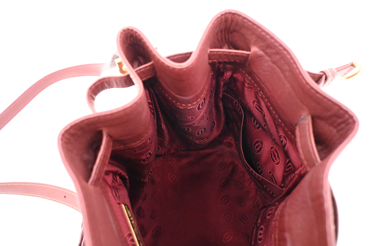 Cartier Bucket Bag in Burgundy Leather