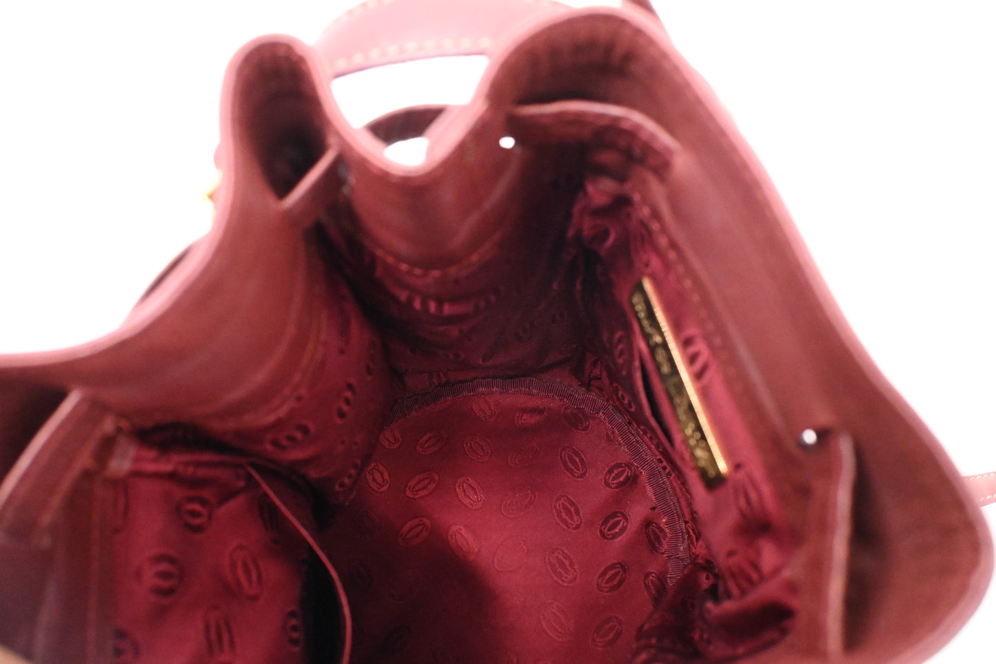 Cartier Bucket Bag in Burgundy Leather