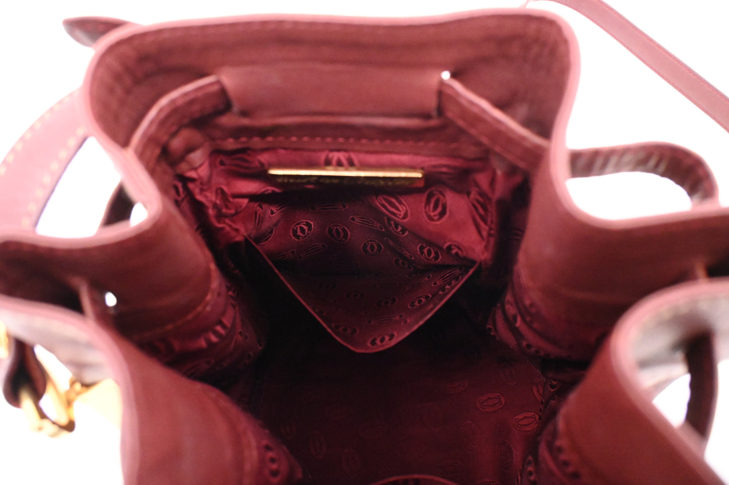 Cartier Bucket Bag in Burgundy Leather