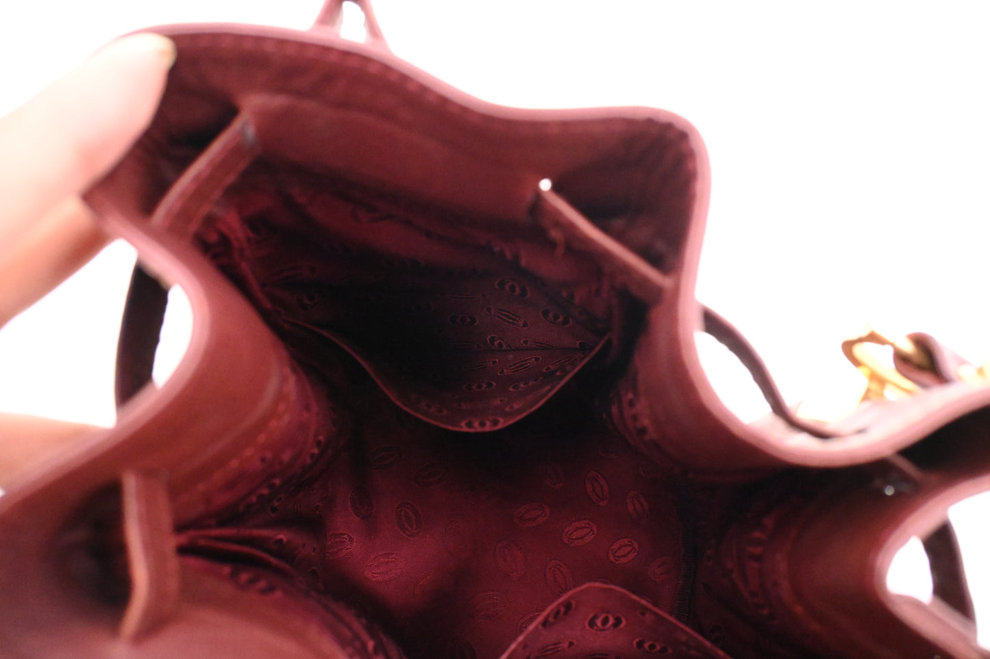 Cartier Bucket Bag in Burgundy Leather