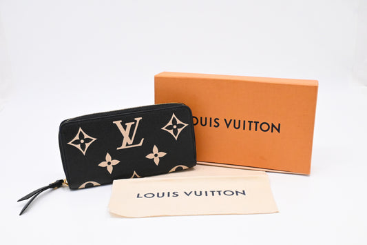 Louis Vuitton Zippy Wallet in Black and Beige Bicolor Empreinte Leather