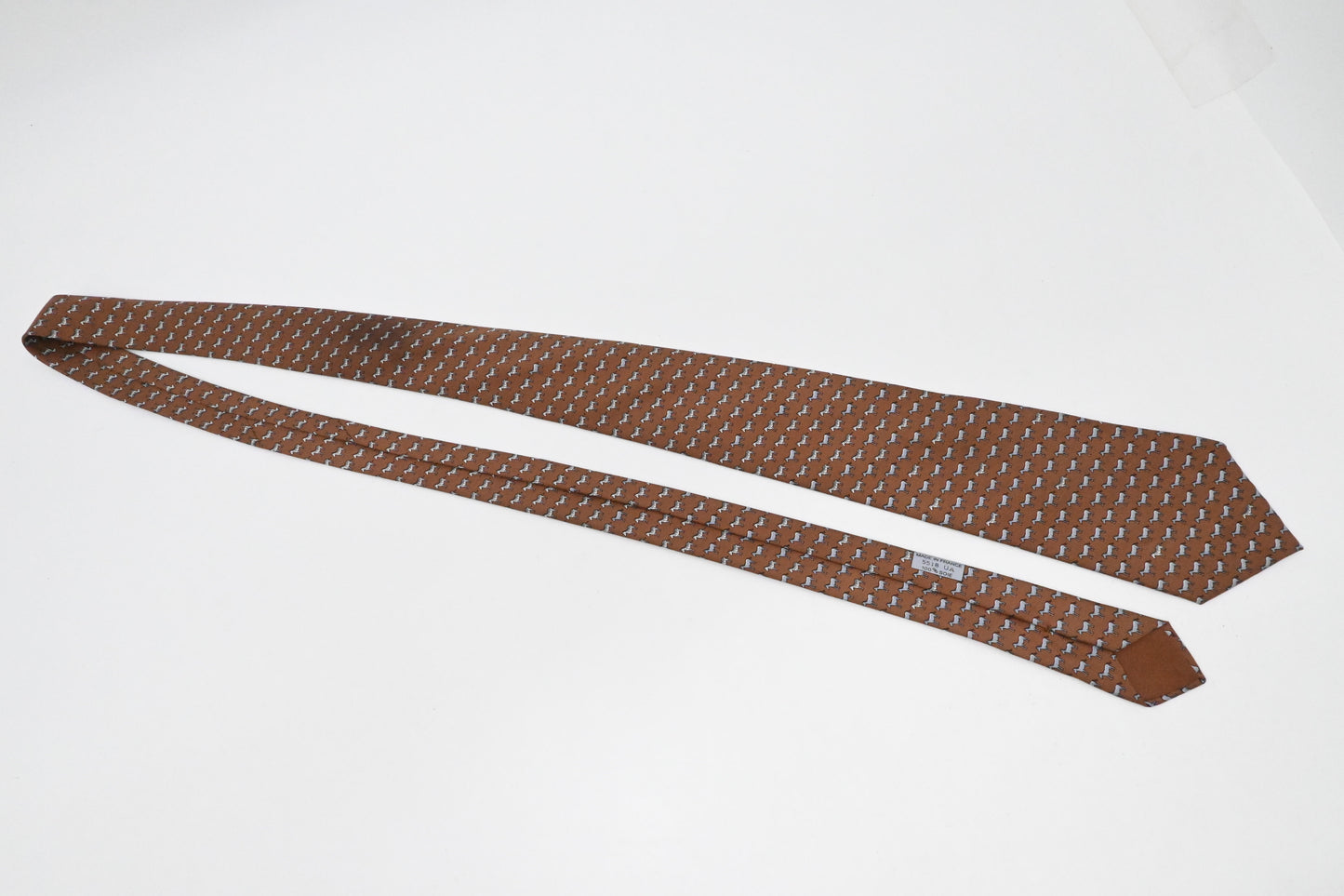 Hermes Horse Tie in Brown Silk