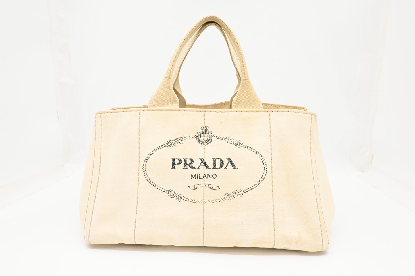 Prada Large Canapa Tote in White Canvas