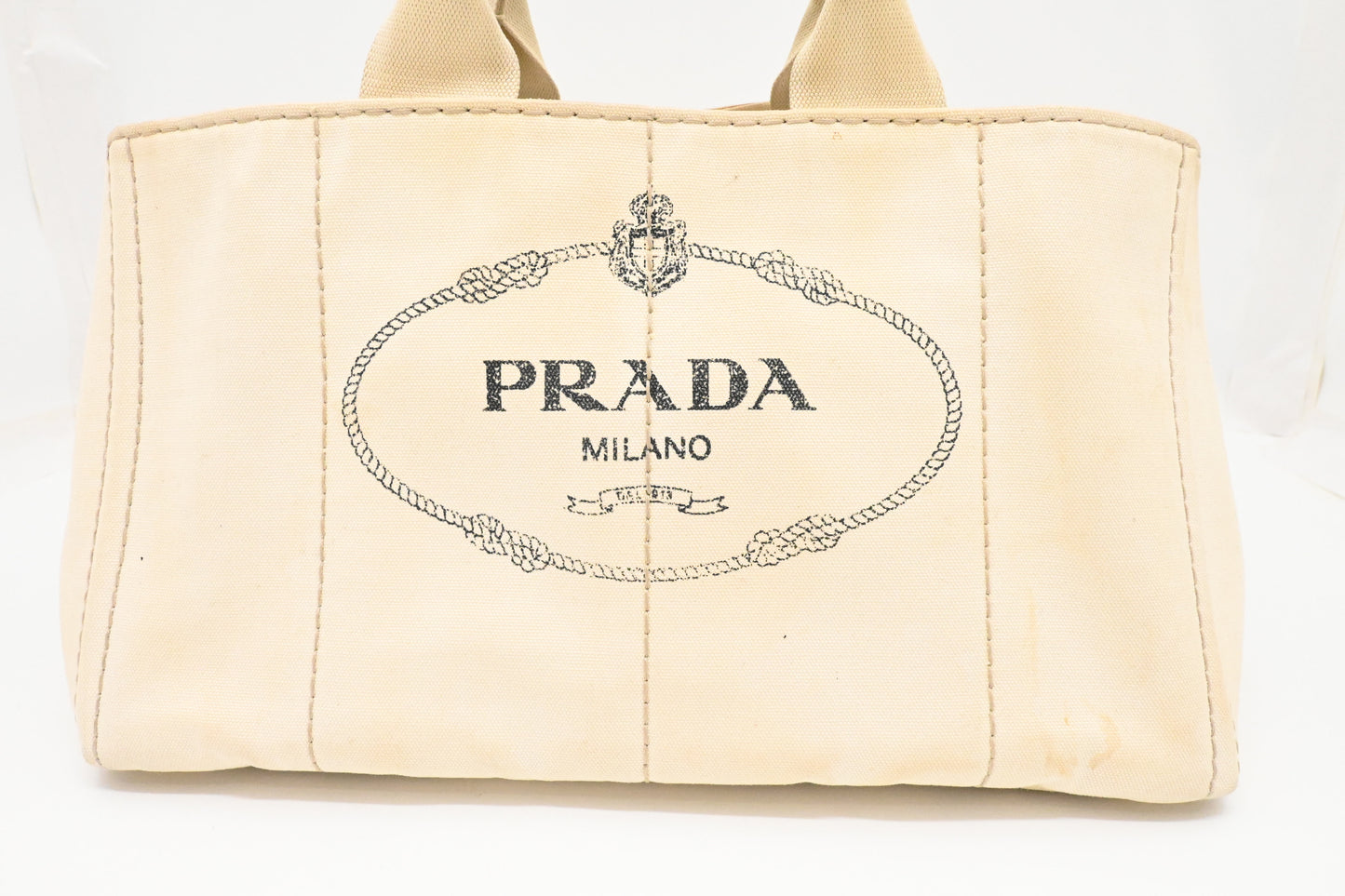 Prada Large Canapa Tote in White Canvas