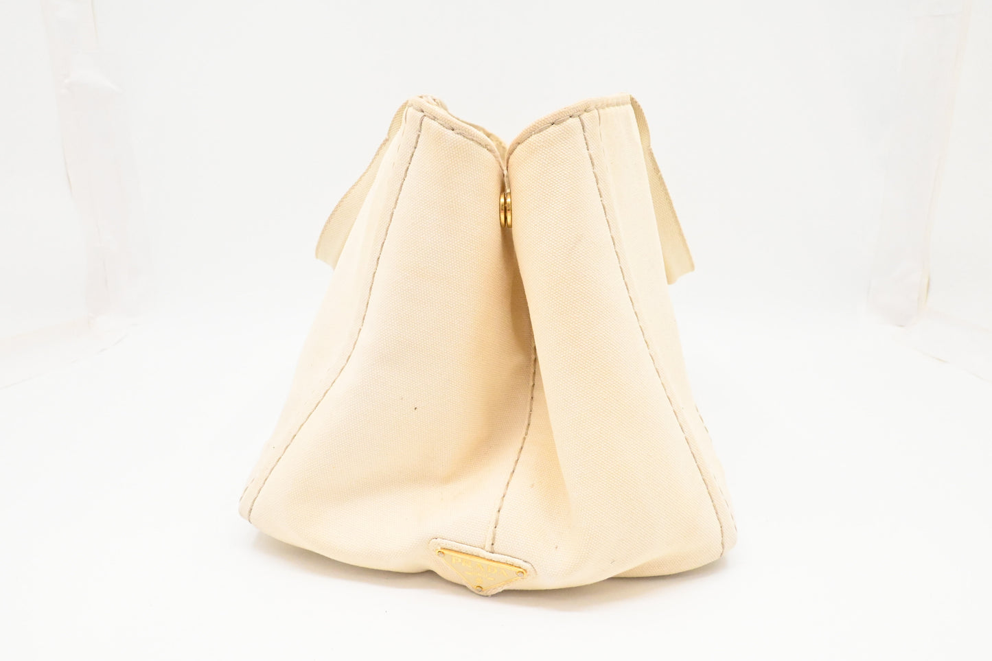 Prada Large Canapa Tote in White Canvas