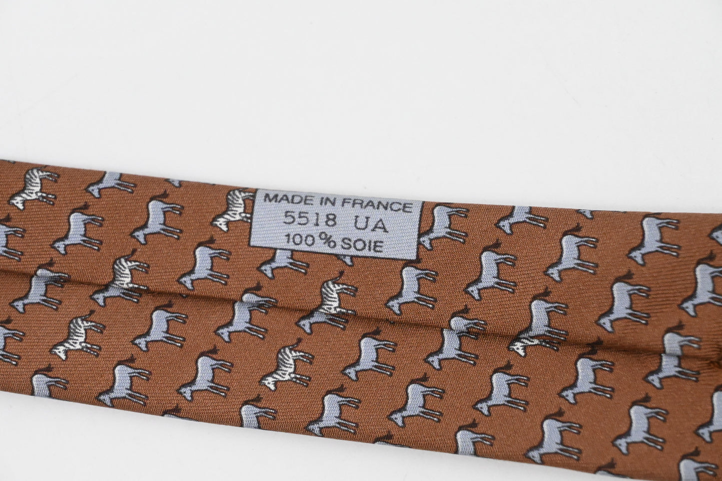 Hermes Horse Tie in Brown Silk