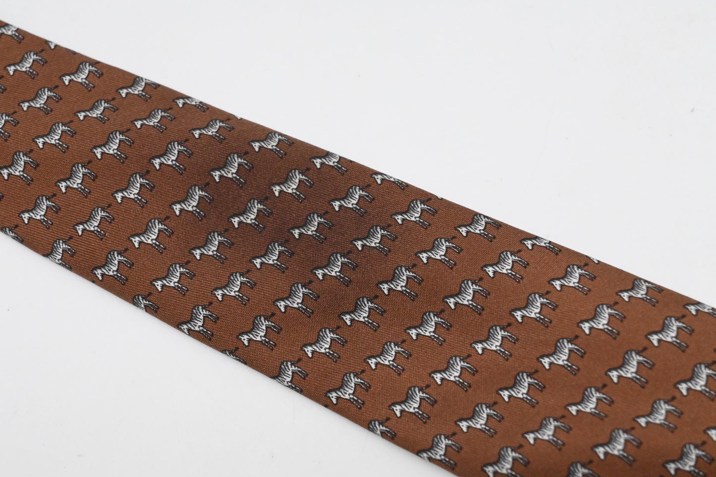 Hermes Horse Tie in Brown Silk