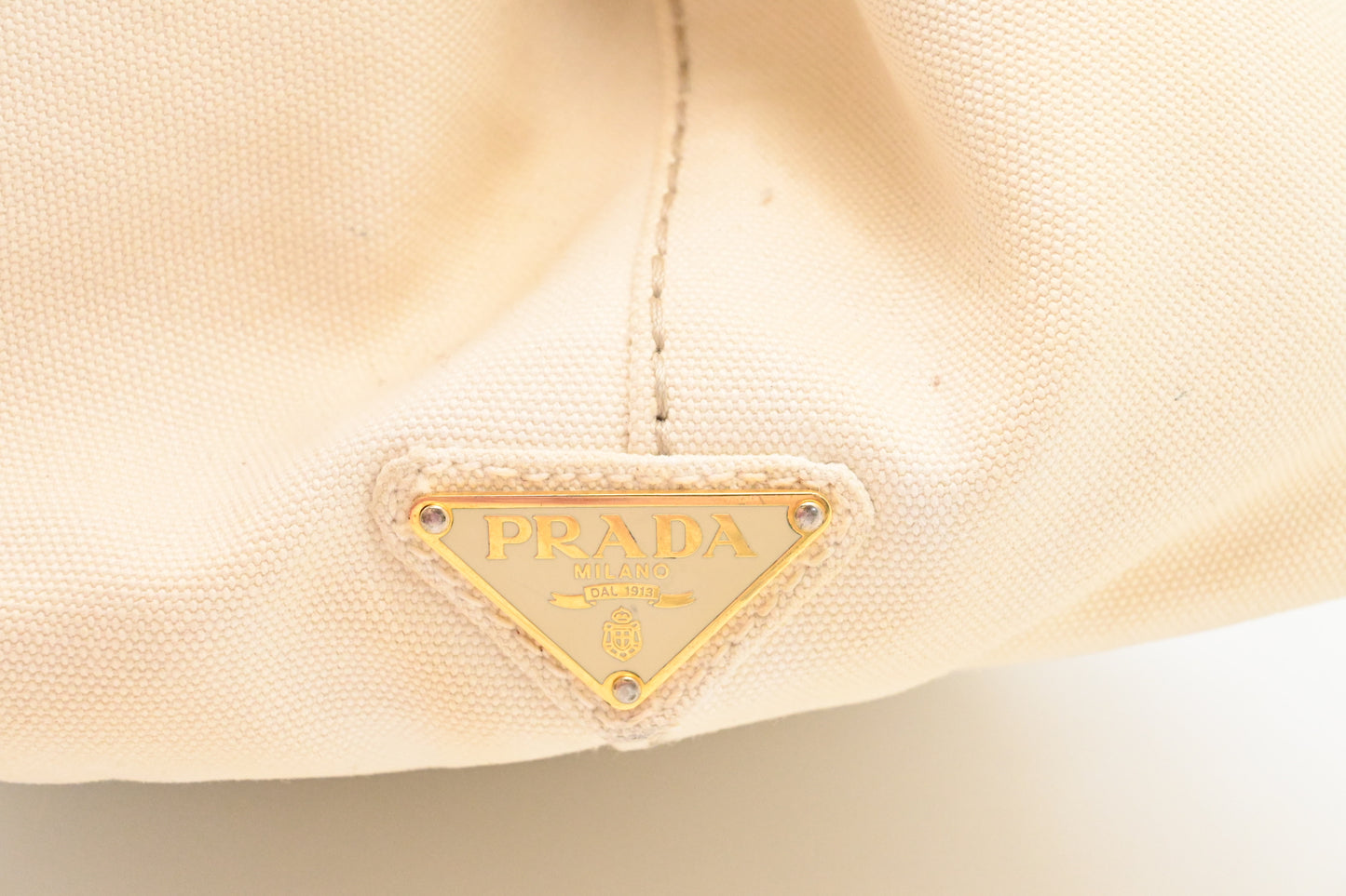 Prada Large Canapa Tote in White Canvas