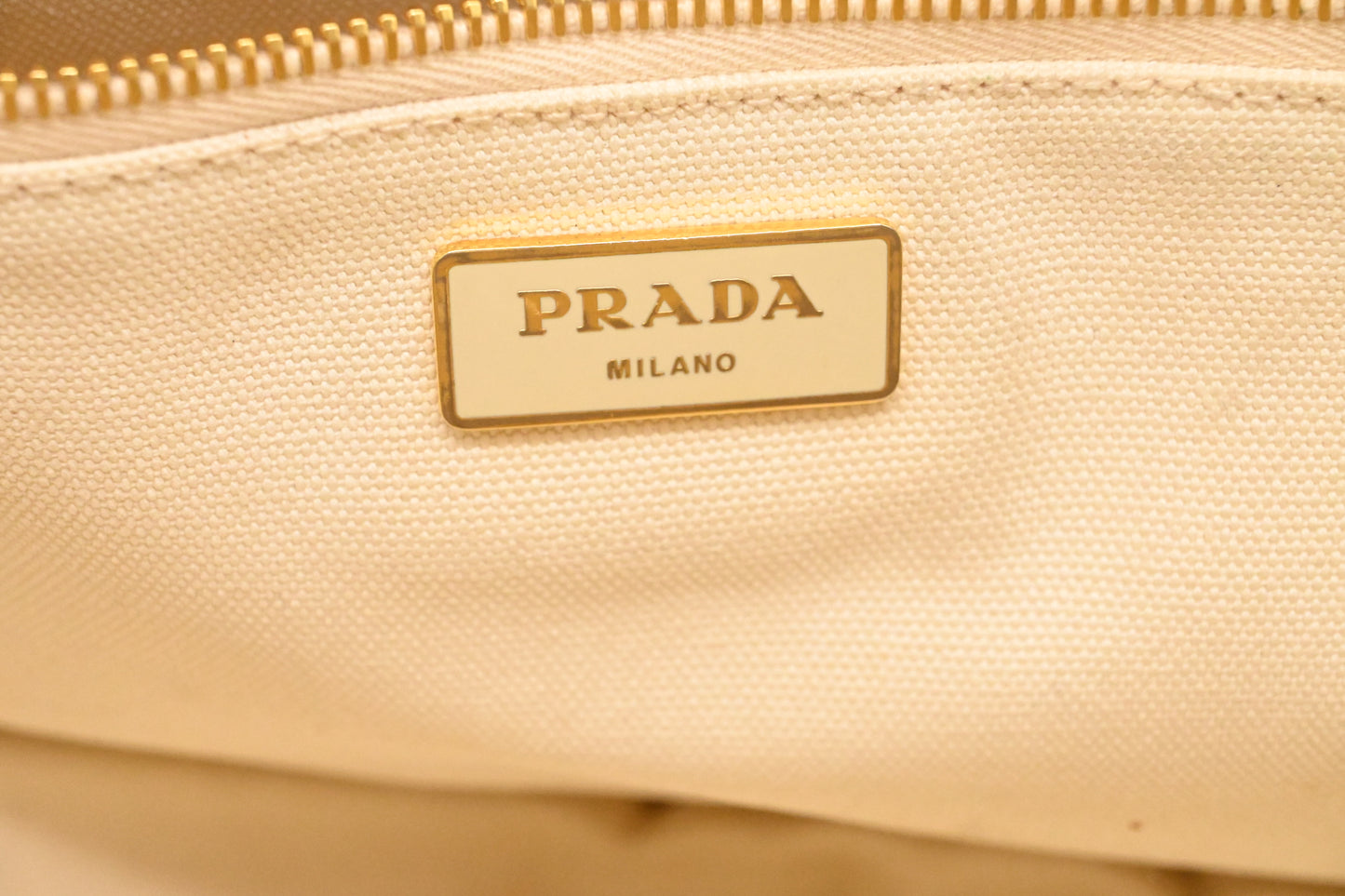 Prada Large Canapa Tote in White Canvas